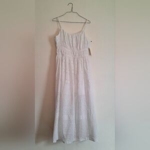 White Eyelet Sleeveless Midi Sundress